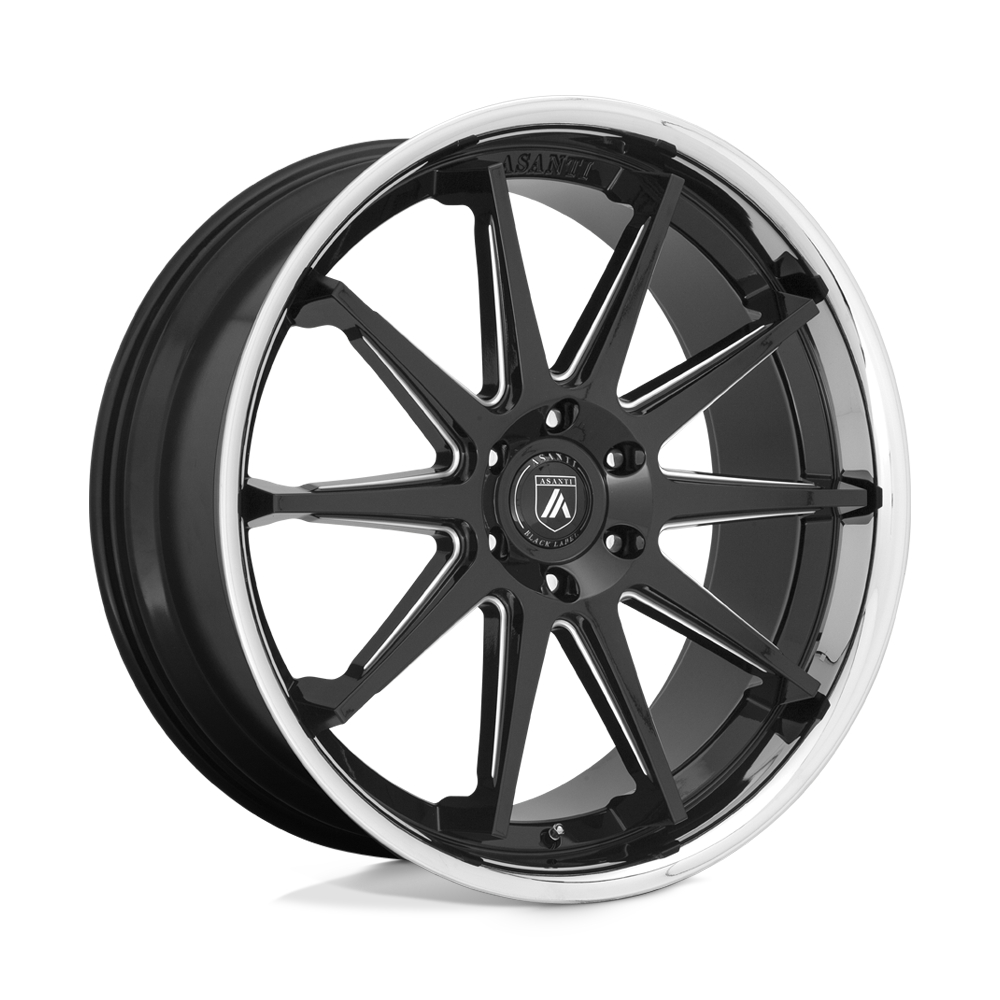 Asanti Black AB029 EMPEROR GLOSS BLACK MILLED WITH CHROME LIP - 6X5.5