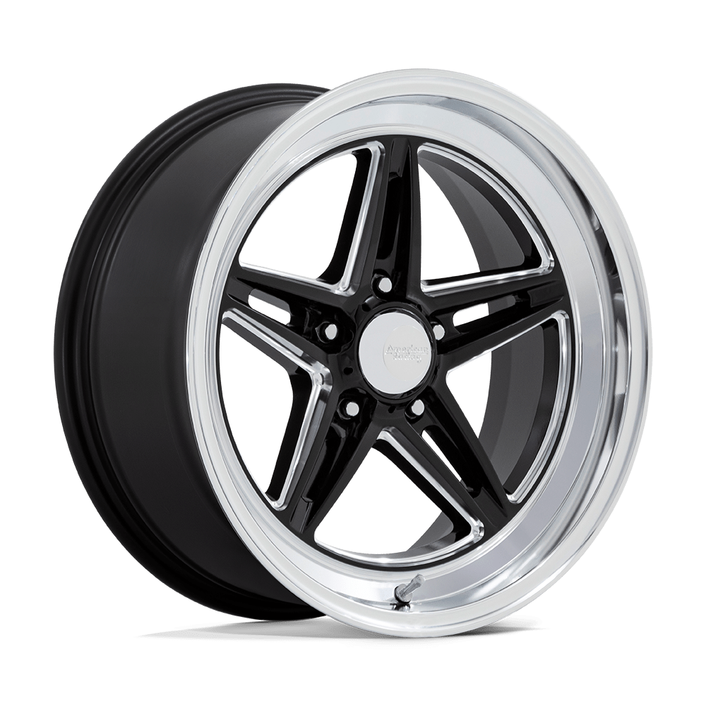 American Racing Vintage VN514 GROOVE GLOSS BLACK MILLED WITH DIAMOND CUT LIP - 5X4.75