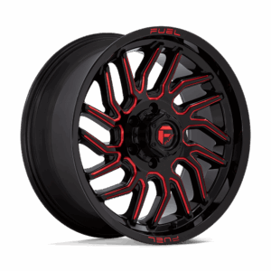 Fuel 1PC FC808 HURRICANE GLOSS BLACK MILLED RED TINT - 6X5.5