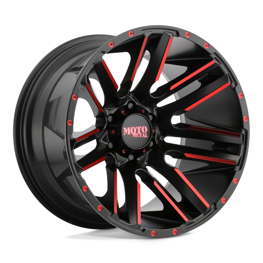 Moto Metal MO978 RAZOR SATIN  BLACK MACHINED RED TINT - 6X5.5