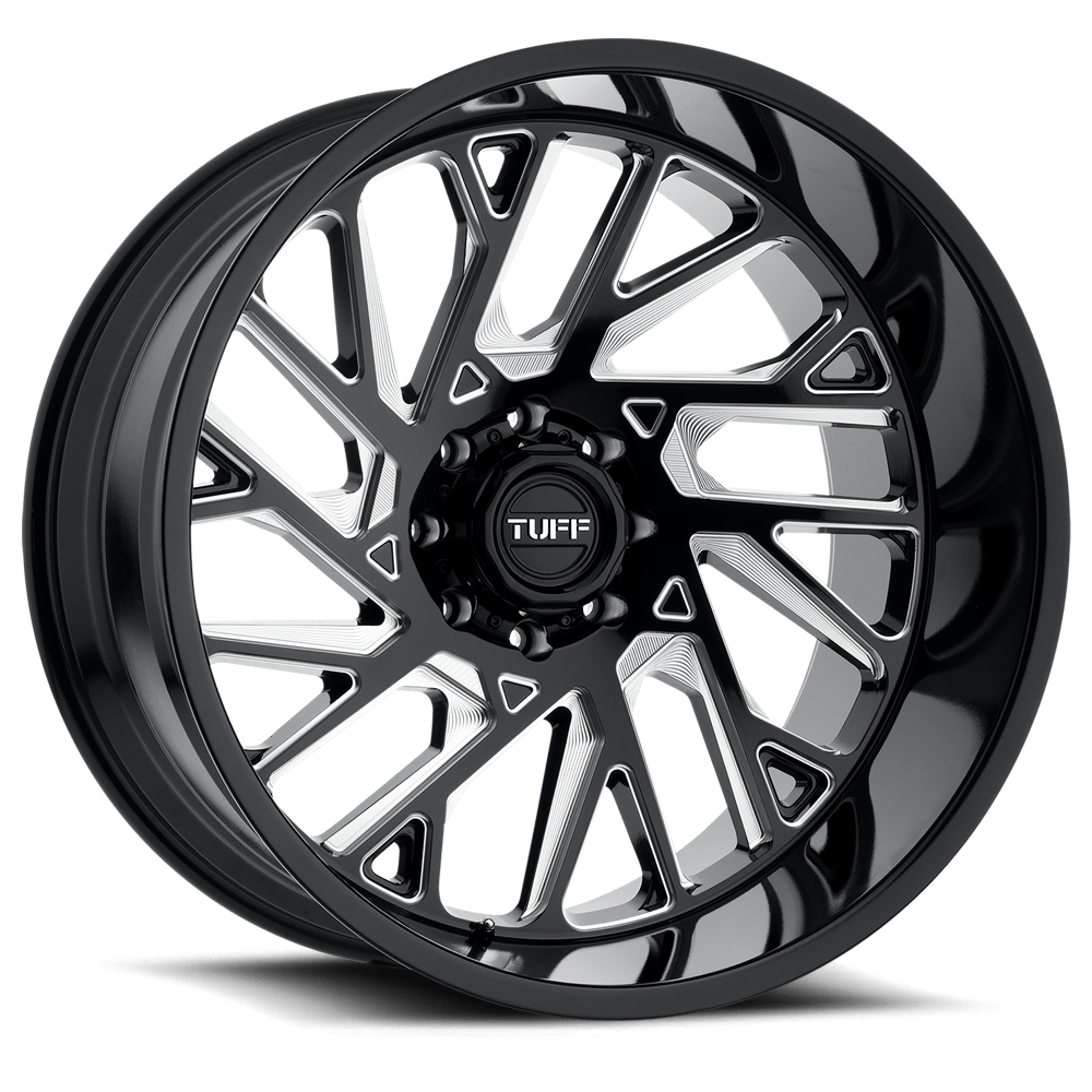 Tuff TUT4B T4B GLOSS BLACK W/ MILLED SPOKES - 8X180