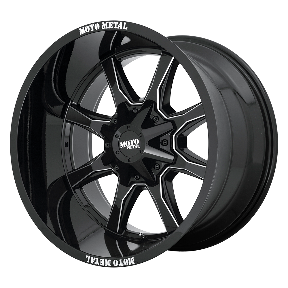 Moto Metal MO970 MO970 GLOSS BLACK WITH MILLED SPOKE & MOTO METAL ON LIP - 5X5.0/5.5
