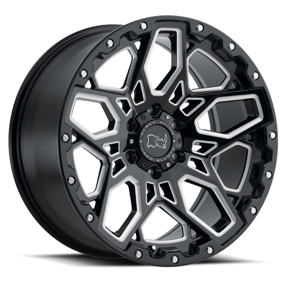Black Rhino Hard Alloys BRSHR SHRAPNEL GLOSS BLACK W/ MILLED SPOKES - 6X5.5